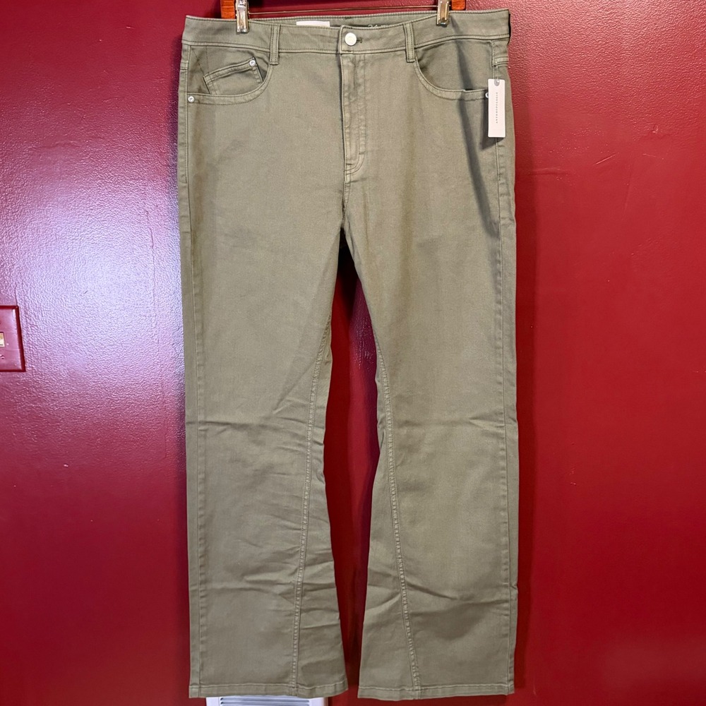 Pilcro‎ Anthropologie Flare Pants Mid Rise Size 33 Olive Green NWT